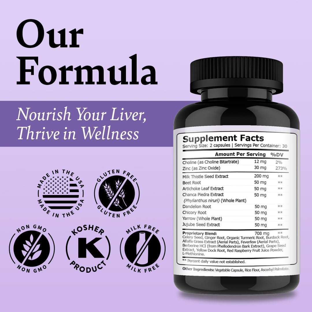 Liver Cleanse and Detox & Repair Formula - Herbal Liver Support Supplement with Milk Thistle Dandelion Root & Artichoke Extract for Liver Health - Silymarin Milk Thistle Liver Detox 60 Capsules - Healthy Day Supplements