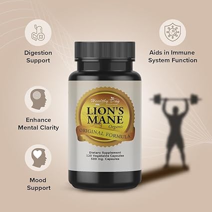 Lion Mane Mushroom Supplement Organic for Optimal Brain Focus - Healthy Day Supplements