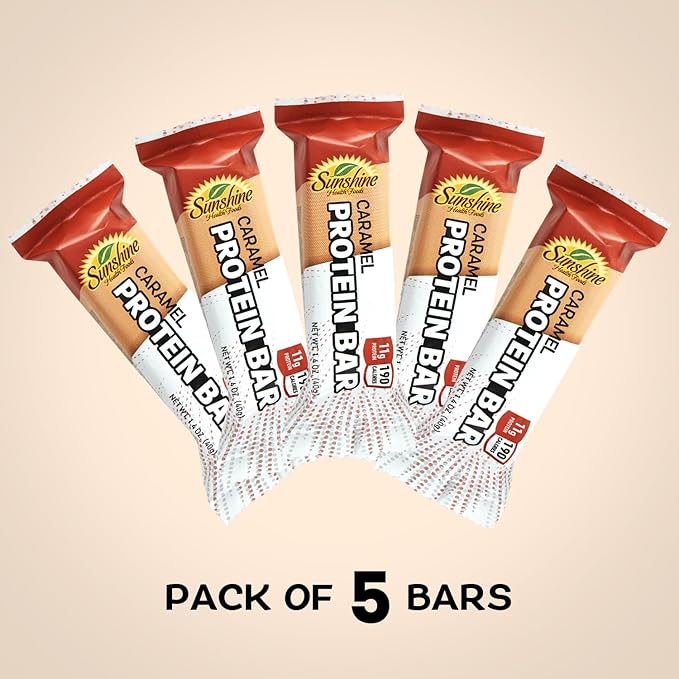 Gluten free Protein Bars, 5 Caramel Healthy Protein Bars for Active Lifestyles, Ideal Protein Bars for Meal Replacement, Perfect High Protein Bars for Muscle Recovery, and Sustained Energy - Healthy Day Supplements