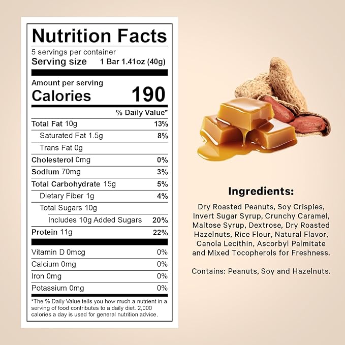 Gluten free Protein Bars, 5 Caramel Healthy Protein Bars for Active Lifestyles, Ideal Protein Bars for Meal Replacement, Perfect High Protein Bars for Muscle Recovery, and Sustained Energy - Healthy Day Supplements