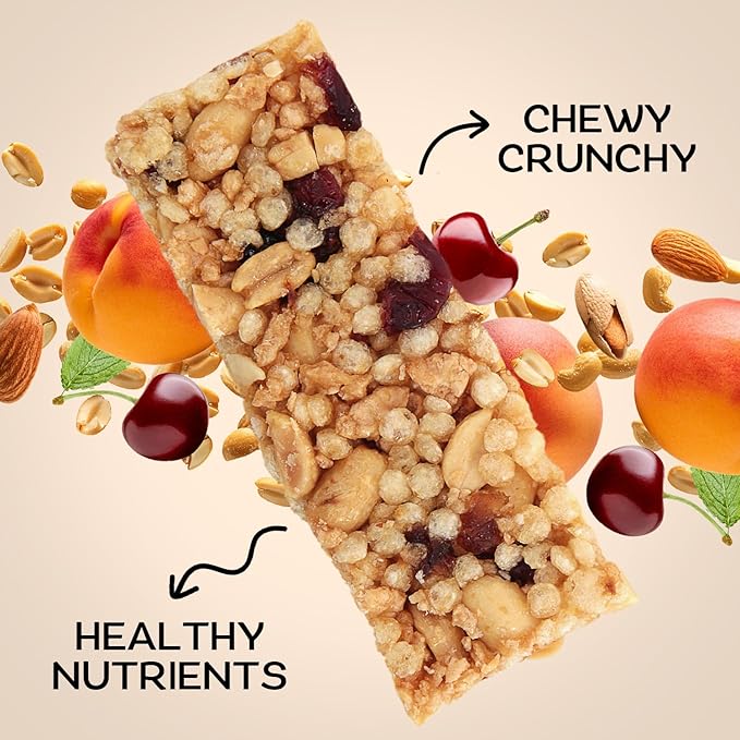 Crunchy Cereal Bars, Fruit Mix Cereal Snack Packs, Ideal Gluten-free Cereal Bars for Kids, Adults, and Families for a Tasty Option, Perfect Breakfast Bars or Snack Food Bars for On the Go. 5 Pack - Healthy Day Supplements