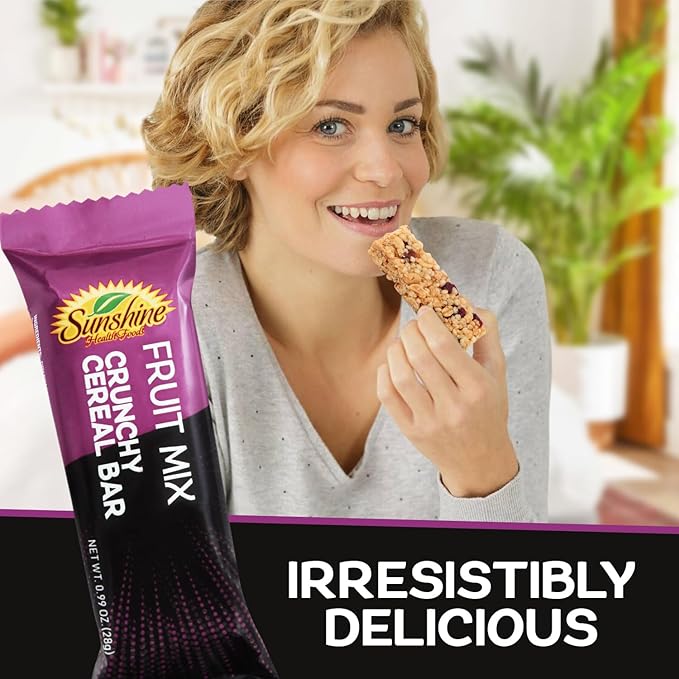 Crunchy Cereal Bars, Fruit Mix Cereal Snack Packs, Ideal Gluten-free Cereal Bars for Kids, Adults, and Families for a Tasty Option, Perfect Breakfast Bars or Snack Food Bars for On the Go. 5 Pack - Healthy Day Supplements
