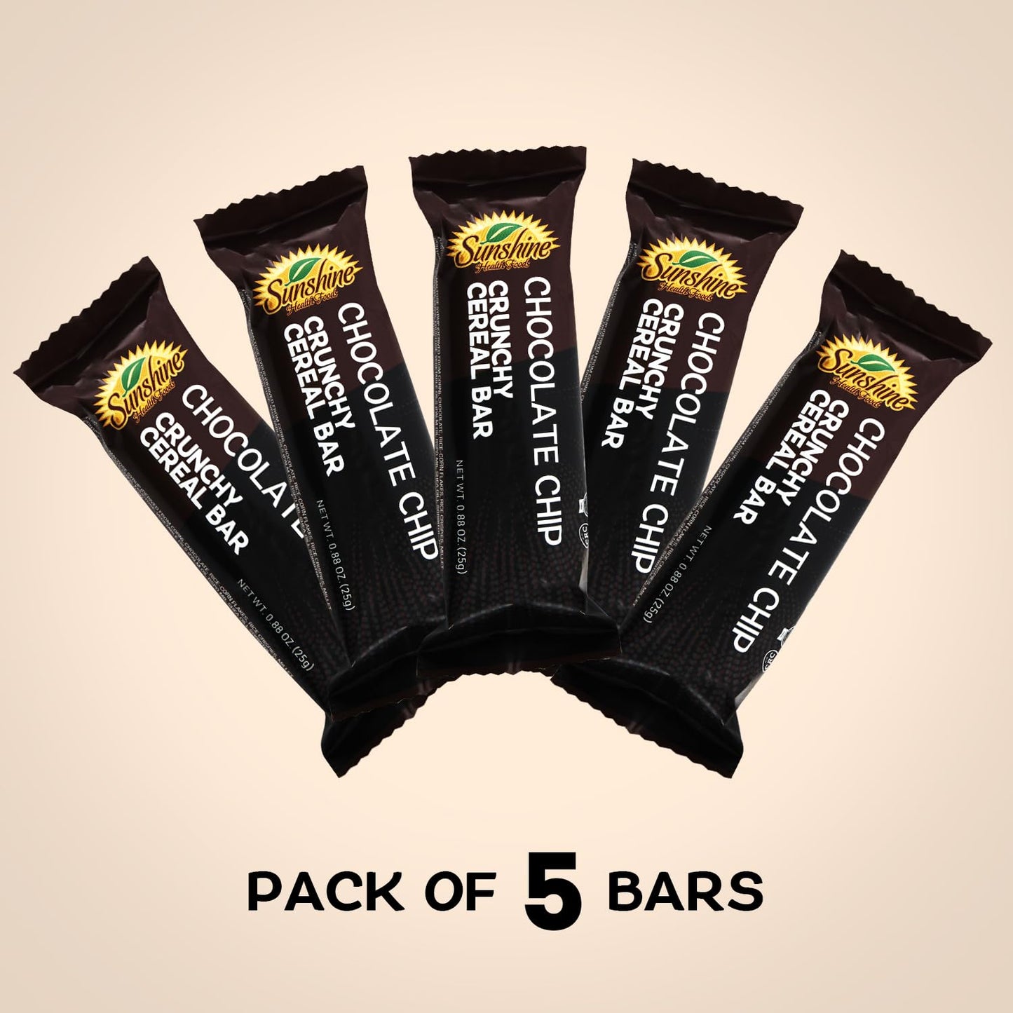 Crunchy Cereal Bars, Chocolate Chip Cereal Snack Packs, Ideal Gluten free Cereal Bars for Kids, Adults for a Tasty Option, Perfect Breakfast Bars or Snack Food Bars for On the Go. 5 Pack (Kosher) - Healthy Day Supplements