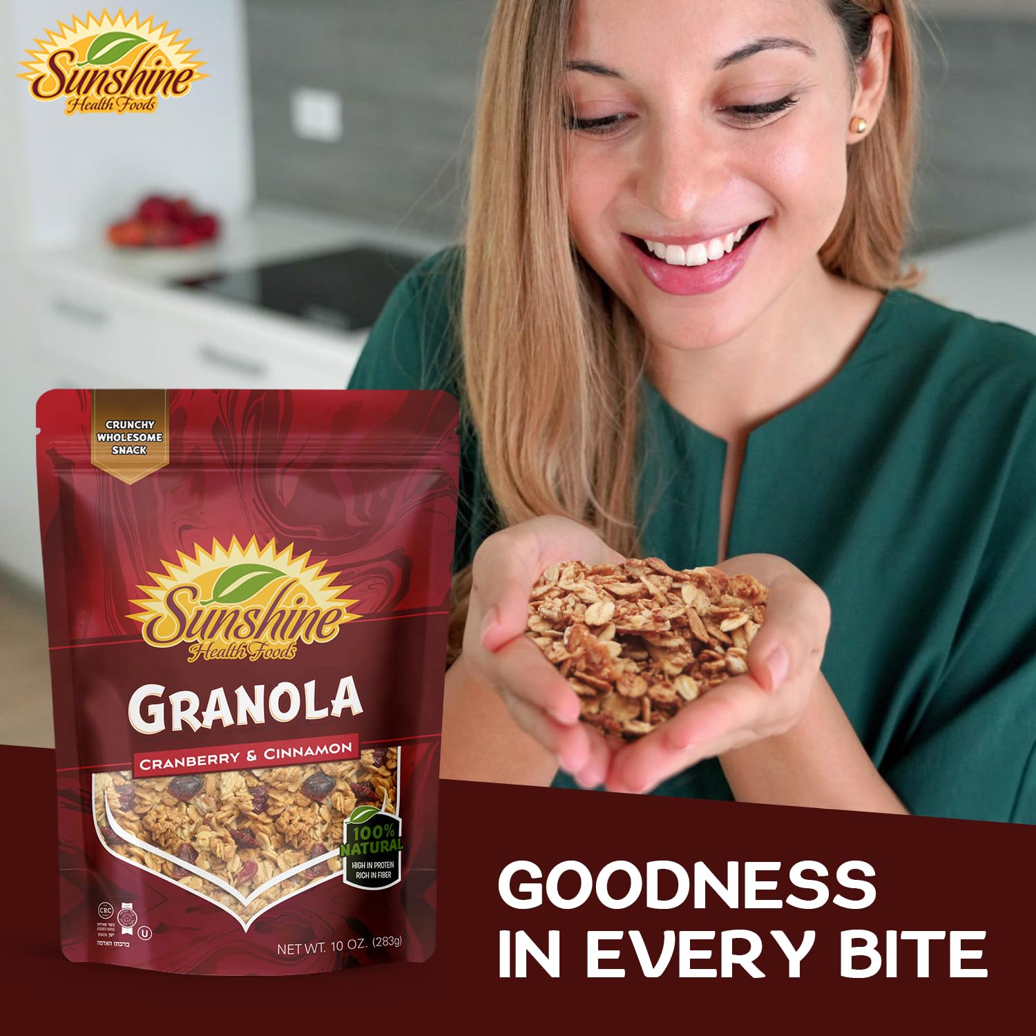 Healthy Granola Cereal, Delightfully Crunchy Granola Cranberry and Cinnamon Flavor, Ideal Granola for Yogurt or Enjoy with Milk, Perfect Granola Cereal Healthy Snack Option for Any Time of Day. 10oz Bag - Healthy Day Supplements