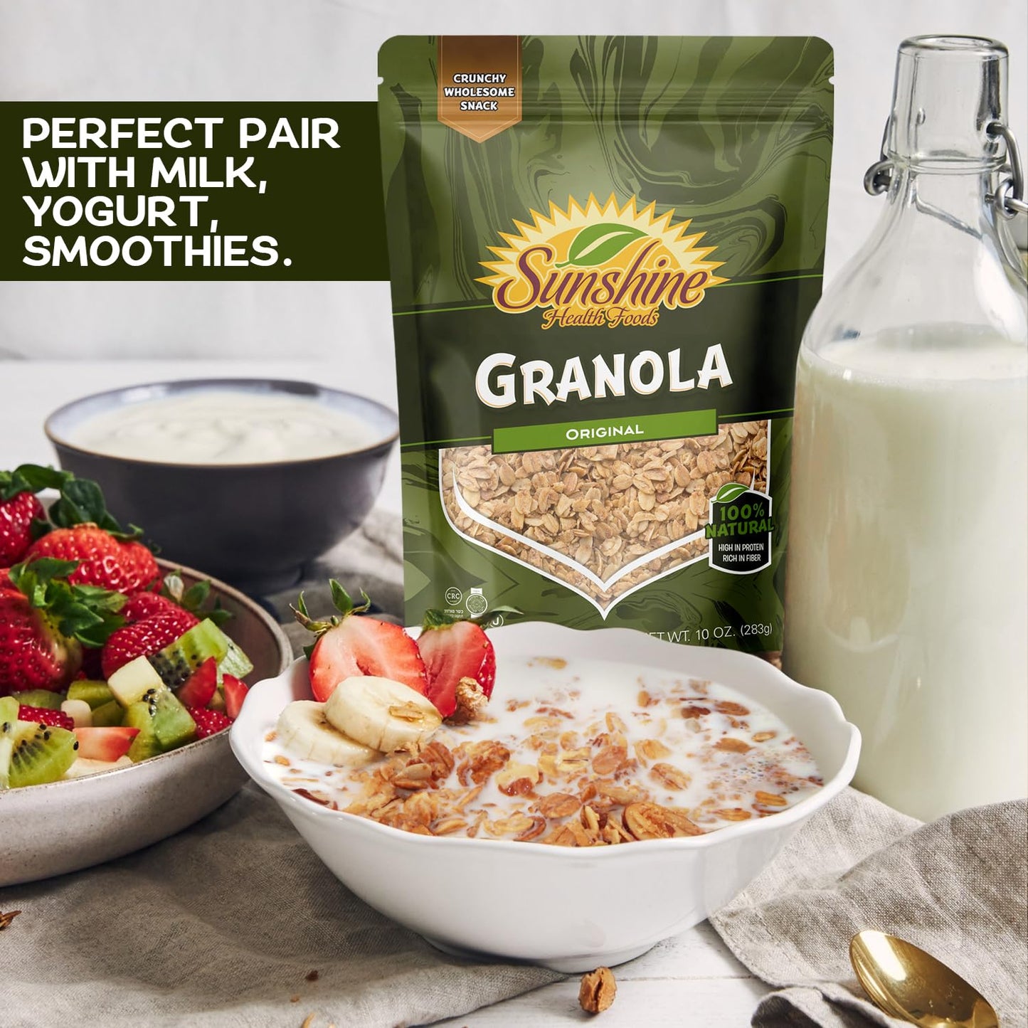 Original Granola, Delightfully Crunchy Healthy Granola Cereal, Ideal Granola for Yogurt or Enjoy with Milk, Perfect Granola Cereal Healthy Snack Option for Any Time of Day. 10oz Bag - Healthy Day Supplements
