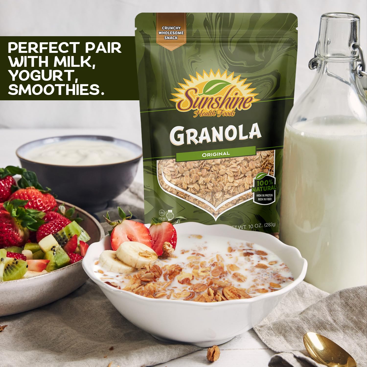 Original Granola, Delightfully Crunchy Healthy Granola Cereal, Ideal Granola for Yogurt or Enjoy with Milk, Perfect Granola Cereal Healthy Snack Option for Any Time of Day. 10oz Bag - Healthy Day Supplements