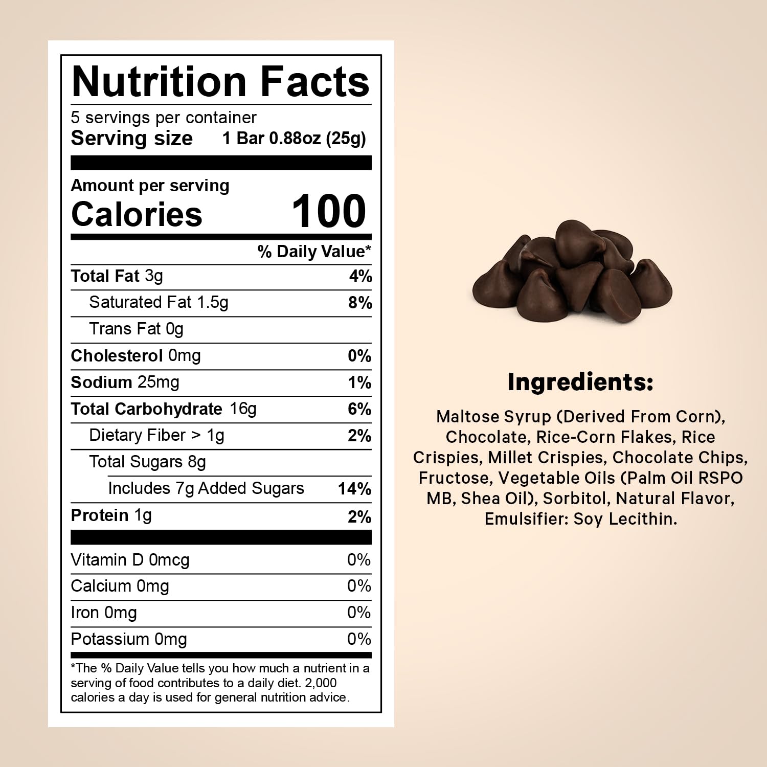 Crunchy Cereal Bars, Chocolate Chip Cereal Snack Packs, Ideal Gluten free Cereal Bars for Kids, Adults for a Tasty Option, Perfect Breakfast Bars or Snack Food Bars for On the Go. 5 Pack (Kosher) - Healthy Day Supplements