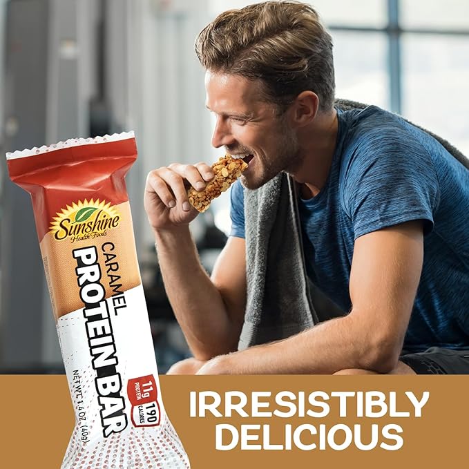 Gluten free Protein Bars, 5 Caramel Healthy Protein Bars for Active Lifestyles, Ideal Protein Bars for Meal Replacement, Perfect High Protein Bars for Muscle Recovery, and Sustained Energy - Healthy Day Supplements