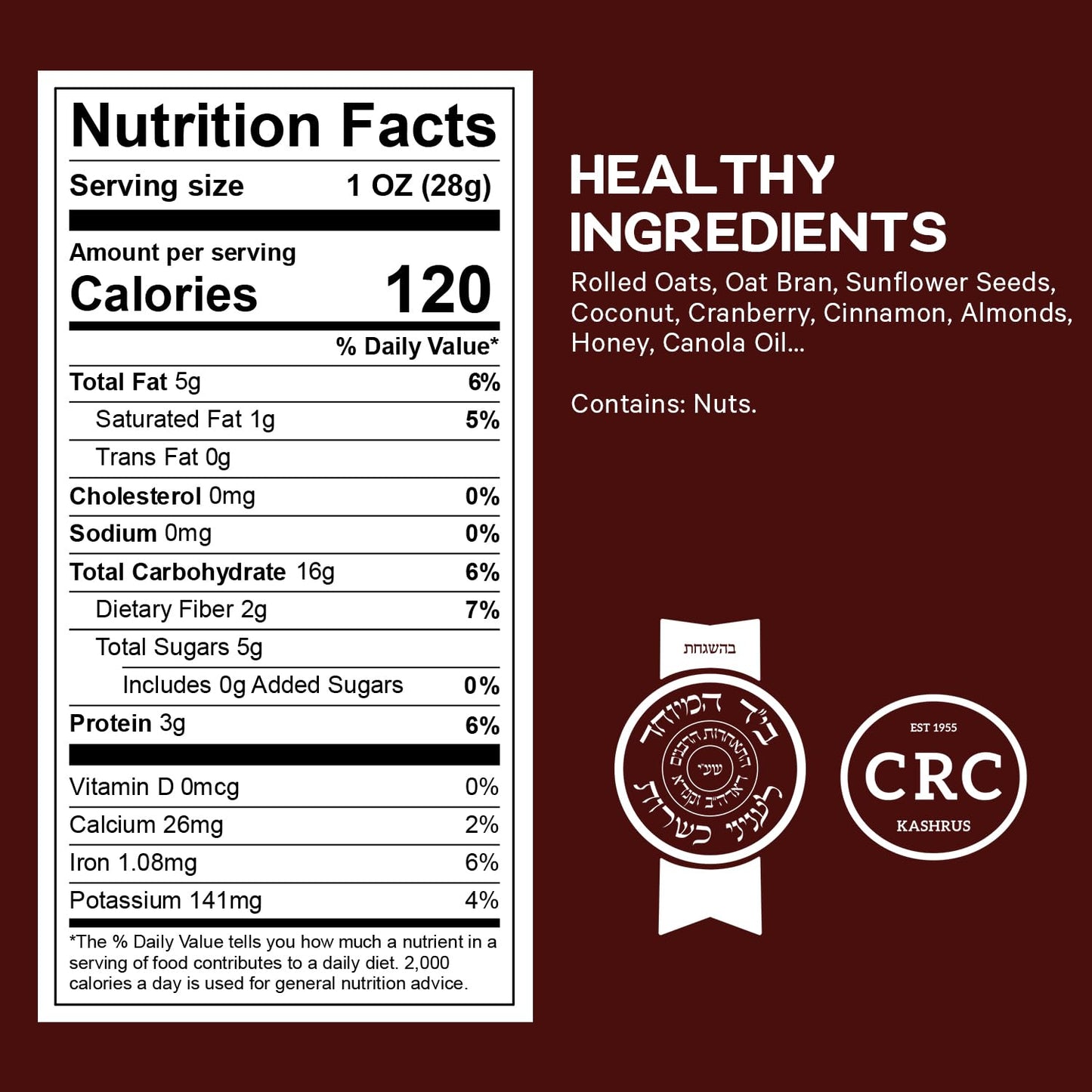 Healthy Granola Cereal, Delightfully Crunchy Granola Cranberry and Cinnamon Flavor, Ideal Granola for Yogurt or Enjoy with Milk, Perfect Granola Cereal Healthy Snack Option for Any Time of Day. 10oz Bag - Healthy Day Supplements