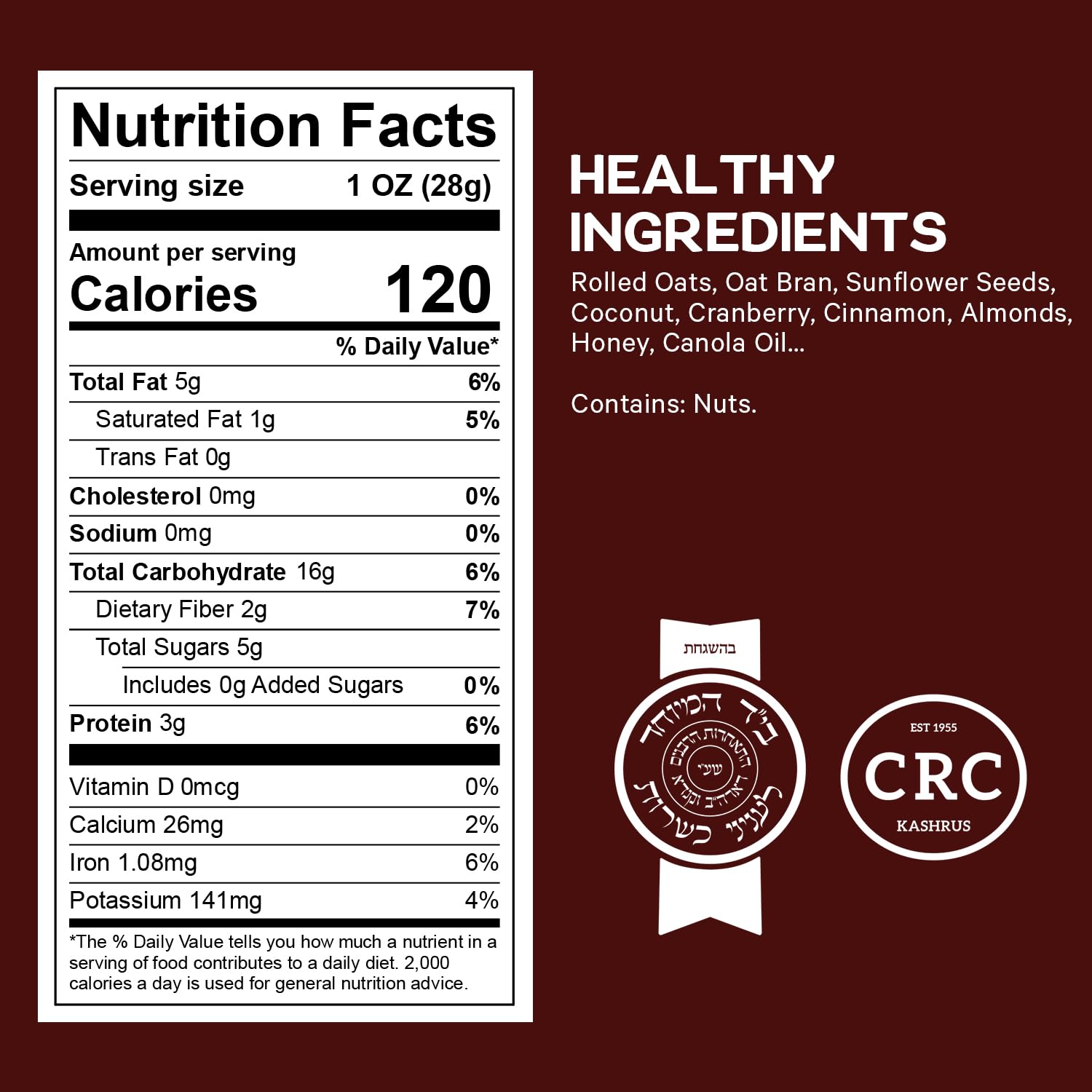 Healthy Granola Cereal, Delightfully Crunchy Granola Cranberry and Cinnamon Flavor, Ideal Granola for Yogurt or Enjoy with Milk, Perfect Granola Cereal Healthy Snack Option for Any Time of Day. 10oz Bag - Healthy Day Supplements