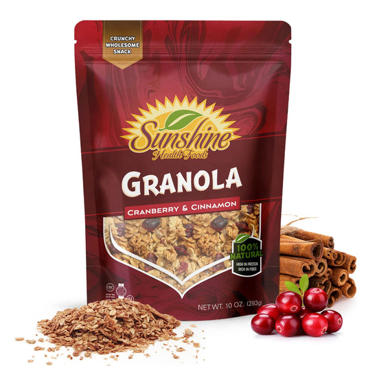 Healthy Granola Cereal, Delightfully Crunchy Granola Cranberry and Cinnamon Flavor, Ideal Granola for Yogurt or Enjoy with Milk, Perfect Granola Cereal Healthy Snack Option for Any Time of Day. 10oz Bag - Healthy Day Supplements