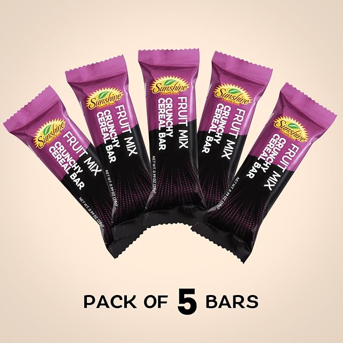 Crunchy Cereal Bars, Fruit Mix Cereal Snack Packs, Ideal Gluten-free Cereal Bars for Kids, Adults, and Families for a Tasty Option, Perfect Breakfast Bars or Snack Food Bars for On the Go. 5 Pack - Healthy Day Supplements
