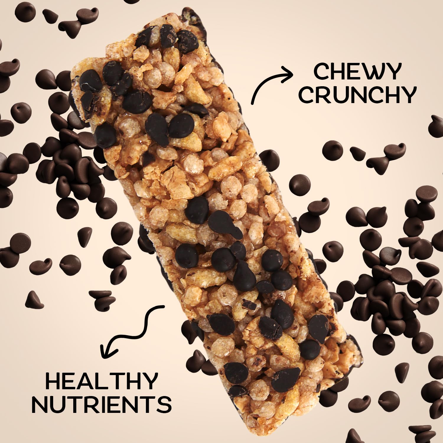 Crunchy Cereal Bars, Chocolate Chip Cereal Snack Packs, Ideal Gluten free Cereal Bars for Kids, Adults for a Tasty Option, Perfect Breakfast Bars or Snack Food Bars for On the Go. 5 Pack (Kosher) - Healthy Day Supplements