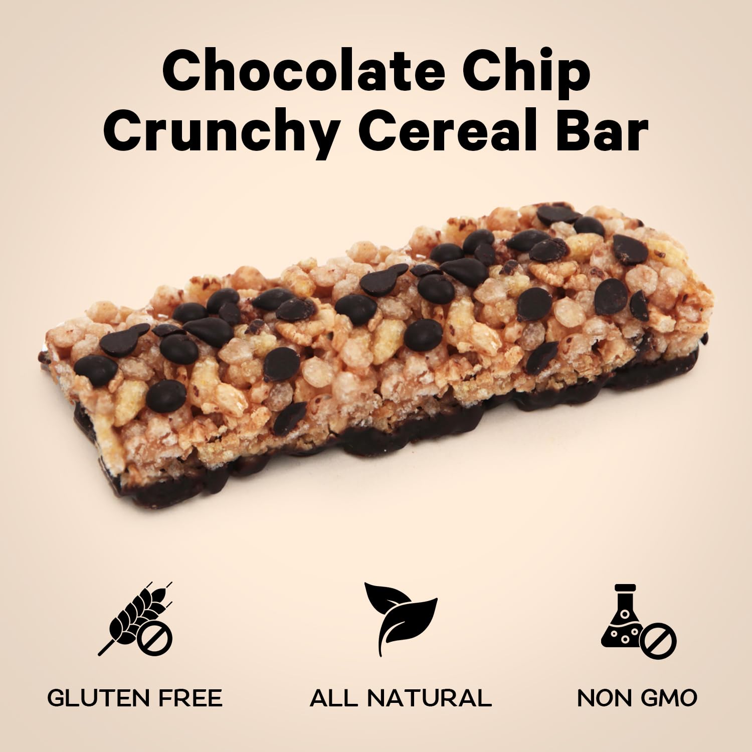 Crunchy Cereal Bars, Chocolate Chip Cereal Snack Packs, Ideal Gluten free Cereal Bars for Kids, Adults for a Tasty Option, Perfect Breakfast Bars or Snack Food Bars for On the Go. 5 Pack (Kosher) - Healthy Day Supplements