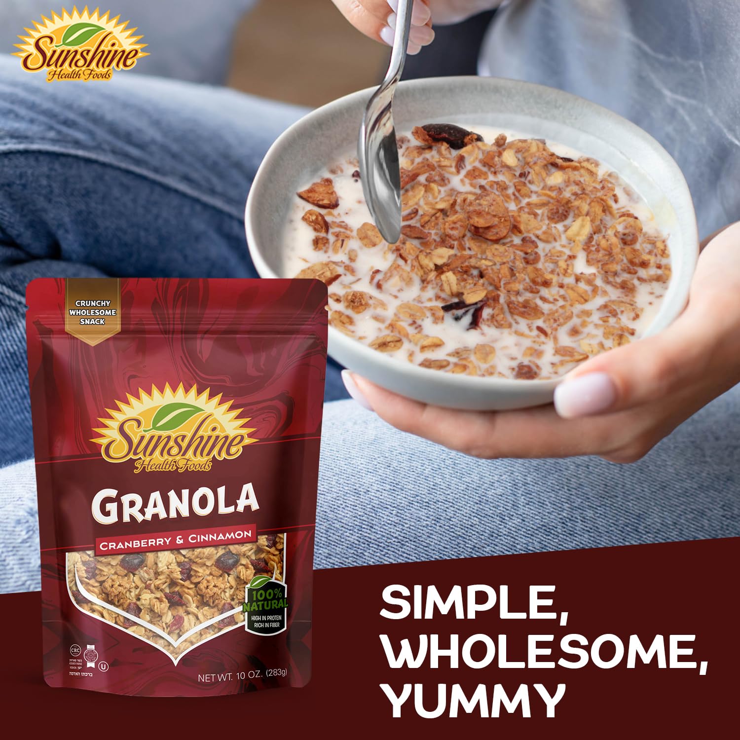 Healthy Granola Cereal, Delightfully Crunchy Granola Cranberry and Cinnamon Flavor, Ideal Granola for Yogurt or Enjoy with Milk, Perfect Granola Cereal Healthy Snack Option for Any Time of Day. 10oz Bag - Healthy Day Supplements